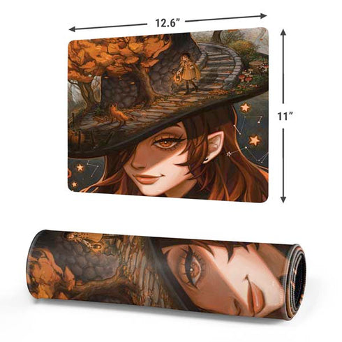 Halloween Pumpkin Witch with Fox by Ivy Dolamore Gaming Mouse Pad